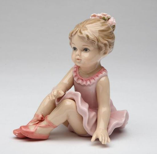 Porcelain Ballerina with Ballet Slippers Warming Up Figurine - Nutcracker Ballet Gifts
