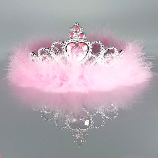 Fluffy Pink Feather Sparkling Rhinestones Regal Tiara - Nutcracker Ballet Gifts