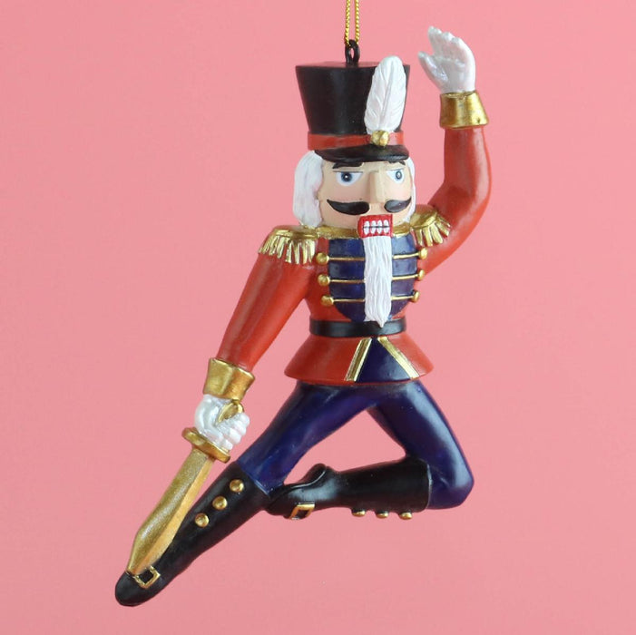 Nutcracker Soldier Resin Ornament with Sword 4 inch - Nutcracker Ballet Gifts