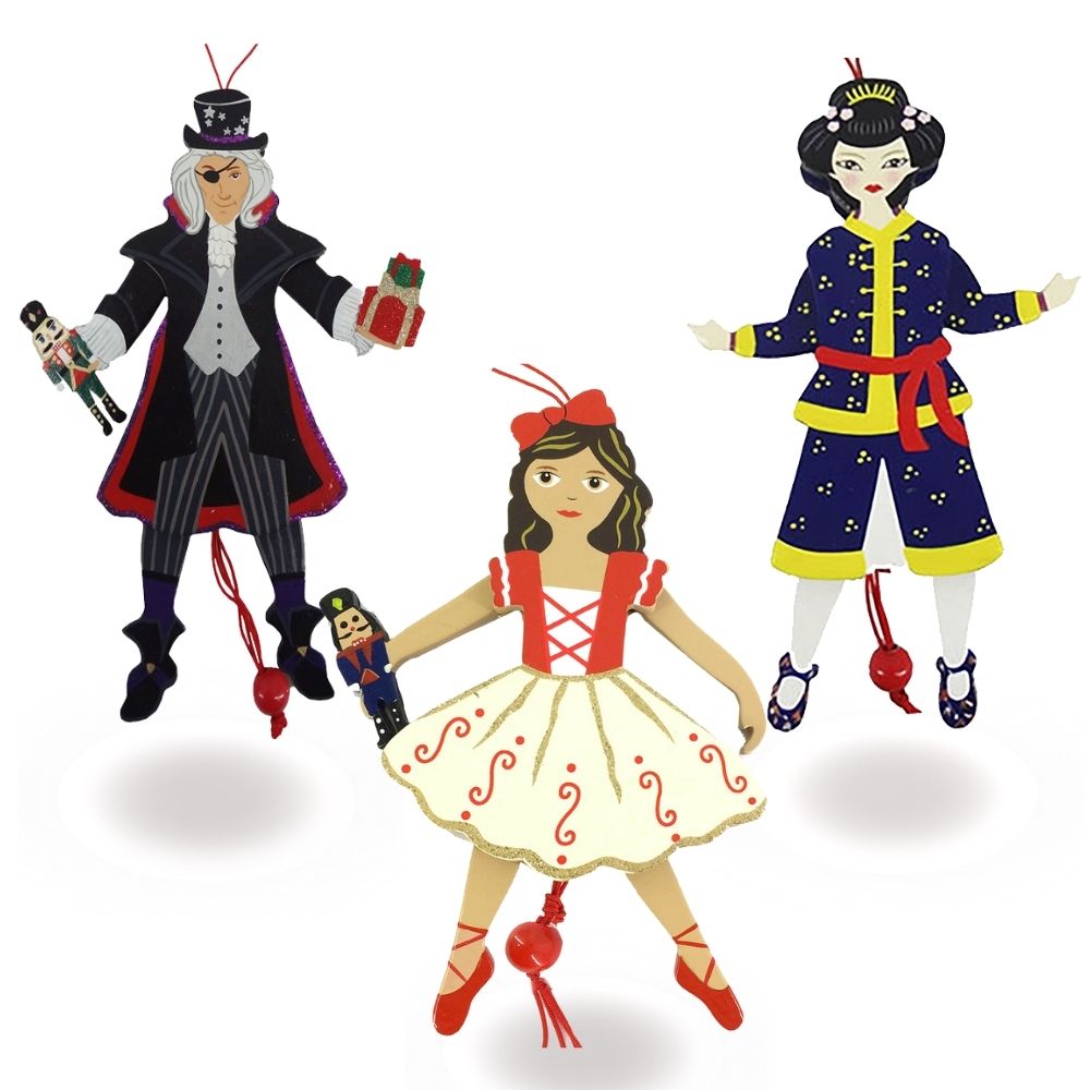 Pull Puppet Nutcracker Ornaments characters from the Nutcracker