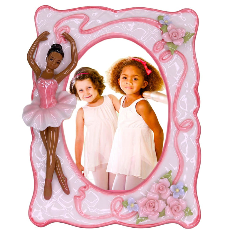 Porcelain African American Ballerina Picture Frame-Nutcracker Ballet Gifts