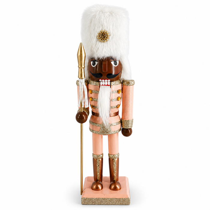 African American Rose Gold Soldier Nutcracker, 10 Inch