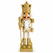 King nutcracker figure in gold and ivory, with jeweled crown and glitter scepter