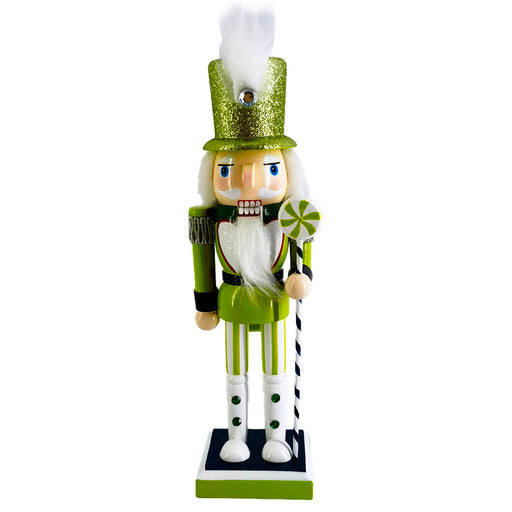 Trendy Chartreuse Soldier Nutcracker – 10‑Inch Candy Cane Staff Décor & Gift Piece-Nutcracker Ballet Gifts