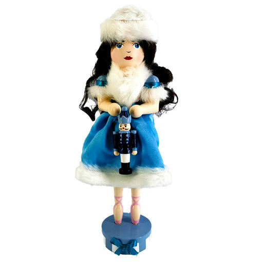 Snowy Clara Nutcracker – 10″ Collector’s Edition in Blue Satin with Gift Box-Nutcracker Ballet Gifts