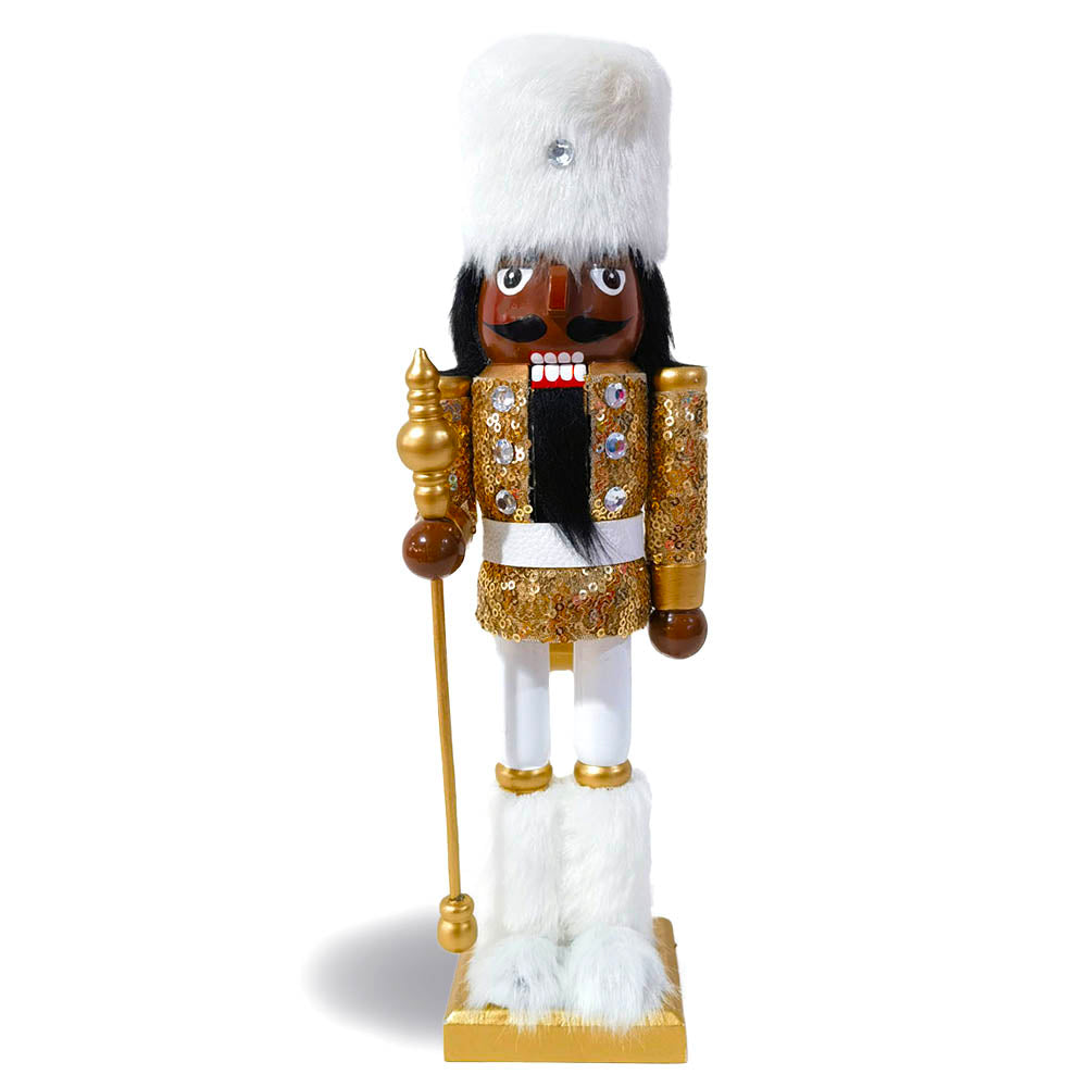 Lavish African American Gold King Nutcracker - Christmas Decoration