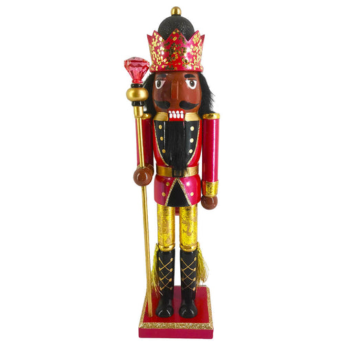 Regency International Checkered Nutcracker On Base – Black & White, Christmas Resin Ornament