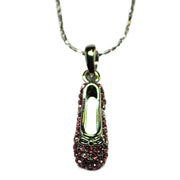Silver Ballet Slipper Pendant with Pink Rhinestones Necklace-Nutcracker Ballet Gifts
