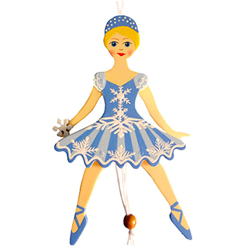 Snowflake Dancer Pull Puppet Ornament Blonde Hair 6 inch-Nutcracker Ballet Gifts