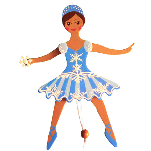 African American Snowflake Dancer Pull Puppet Ornament 6 inch-Nutcracker Ballet Gifts