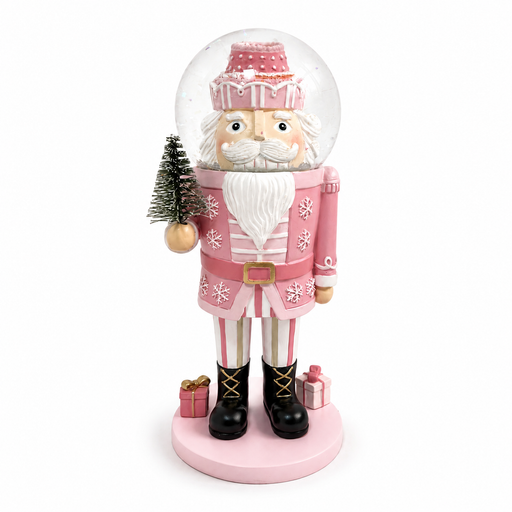 Pink Santa Nutcracker Snow Globe 65mm-Nutcracker Ballet Gifts