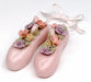 Porcelain Pink Ballet Slippers with Pastel Flowers - Nutcracker Ballet Gifts