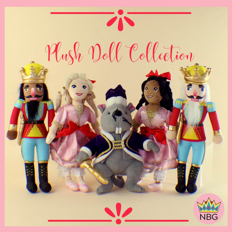 Clara Plush Doll in Soft Pink Satin Dress and Red Bow 14 inch - Nutcracker Ballet Gifts