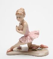 Porcelain Ballerina Kneeing in Pink Color Tutu Dress 4.5 inch - Nutcracker Ballet Gifts