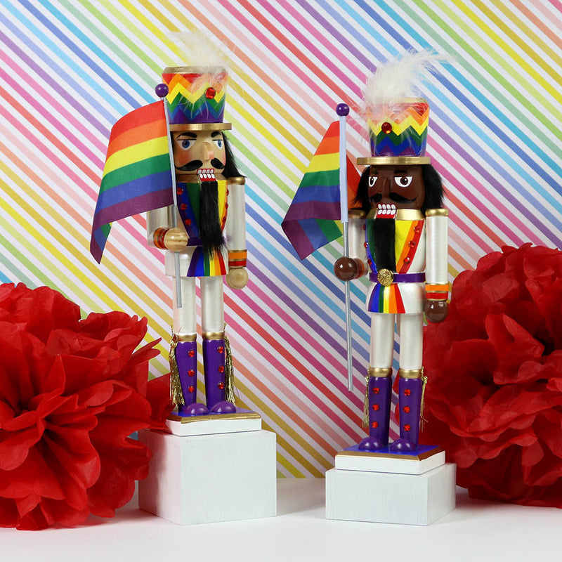 Soldier African American Pride Nutcracker with Rainbow Pride Flag 12 inch-Nutcracker Ballet Gifts