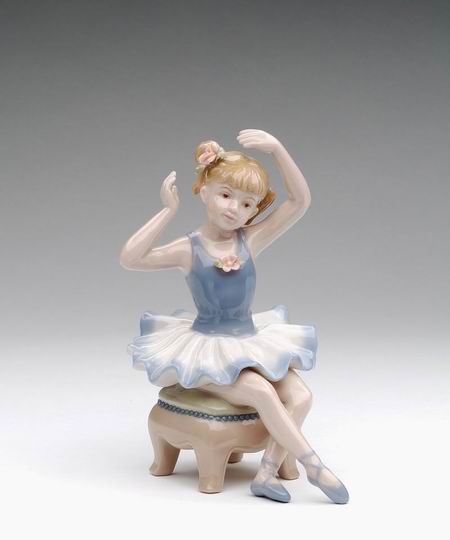 Porcelain Ballerina in Blue Dress Siting on Chair Figurine 5.5 inch - Nutcracker Ballet Gifts