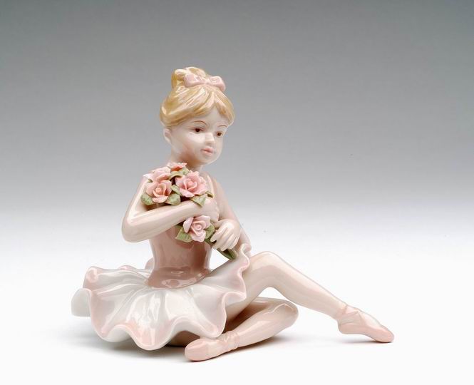 Porcelain Ballerina in Pink Dress Sitting Figurine 4 inch - Nutcracker Ballet Gifts