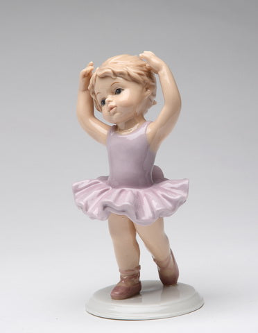 Porcelain Hands Up Ballet Girl in Lavender Dress Figurine - Nutcracker Ballet Gifts