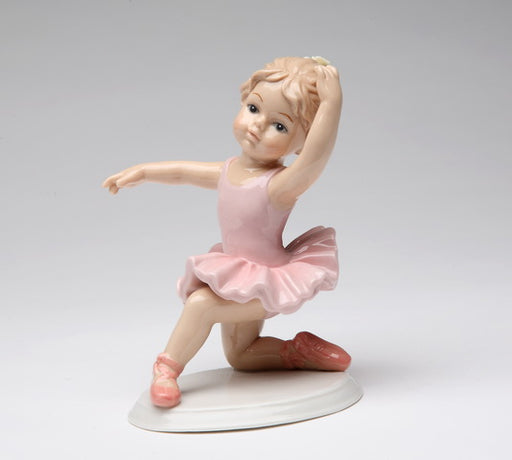 Porcelain Knee Down Ballet Girl in 3rd Pink Dress Figurine - Nutcracker Ballet Gifts