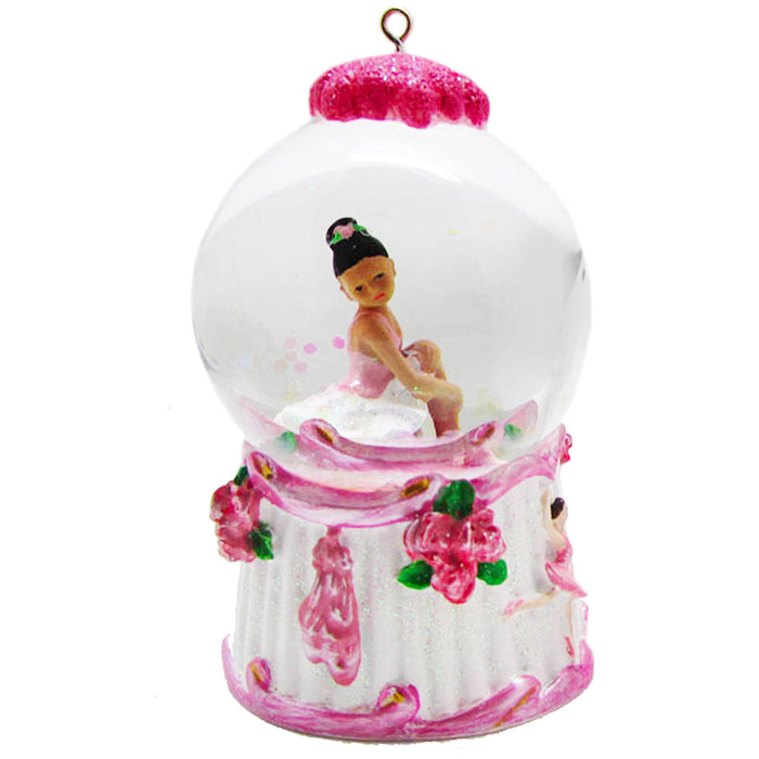 Mini African American Ballerina Snow Globe Ornament - Nutcracker Ballet Gifts