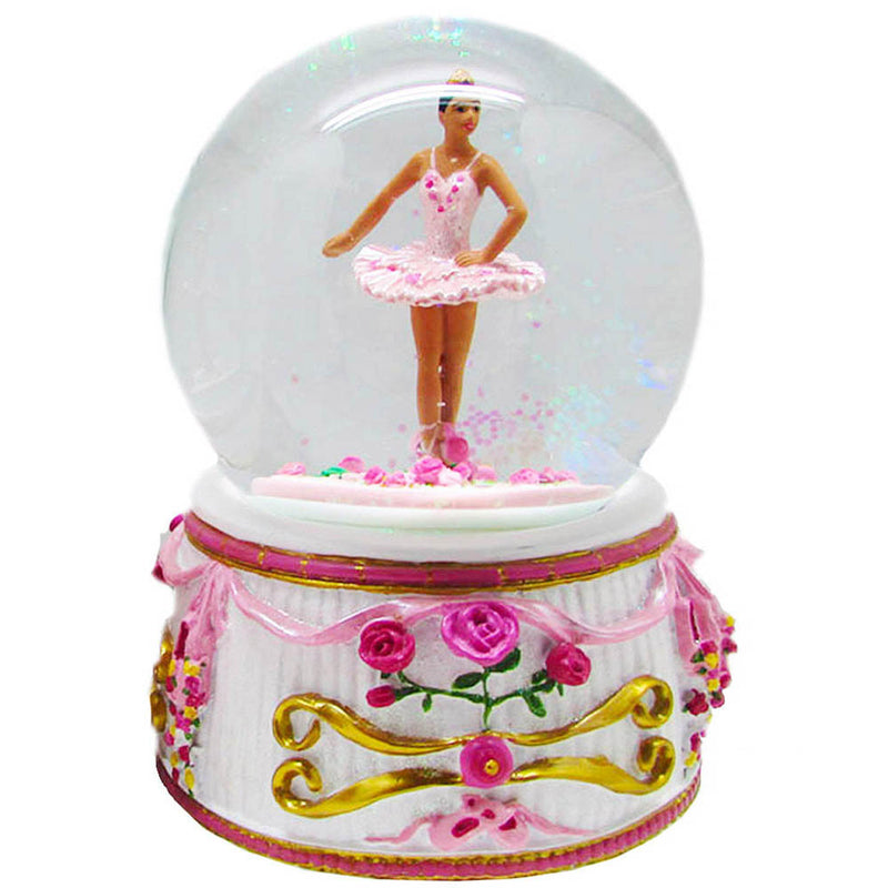 Musical African American Turning Ballerina Snow Globe 100mm - Nutcracker Ballet Gifts