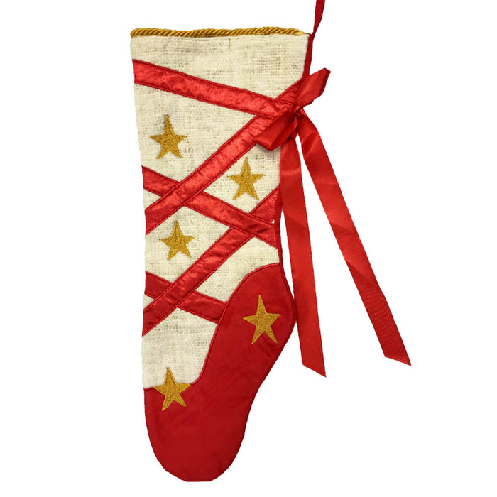Christmas Ballet Stocking with Red Ribbon and Gold Stars-Nutcracker Ballet Gifts