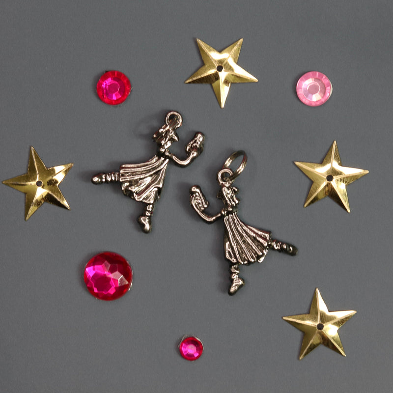 Dancing Clara with Nutcracker in Silver or Gold Charm for Bracelet - Nutcracker Ballet Gifts