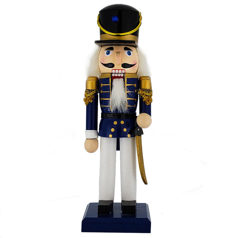 Traditional Soldier Nutcracker Blue White Black Hat 10 inch - Nutcracker Ballet Gifts