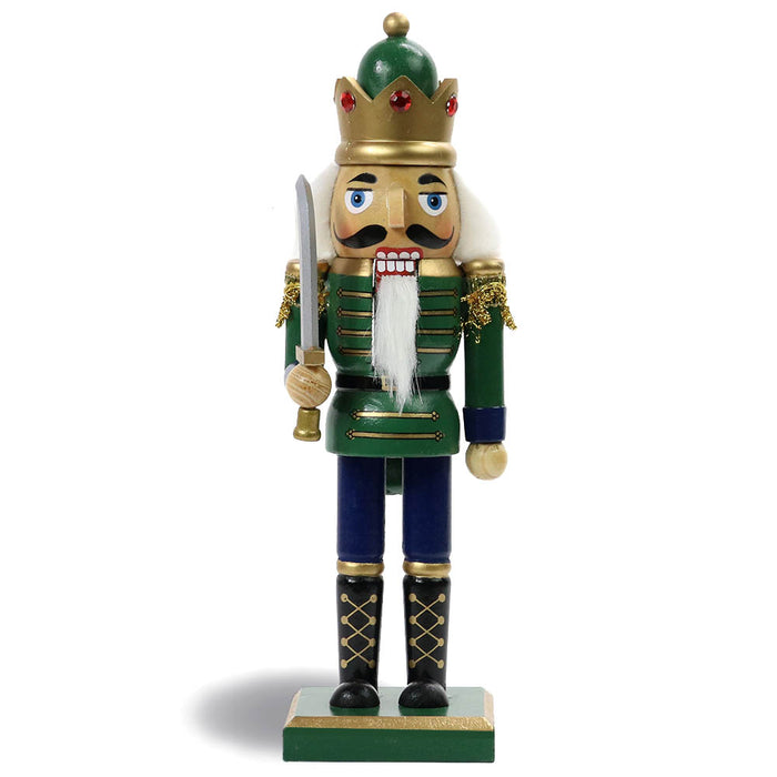 Traditional King Nutcracker Green and Bejeweled Crown 10 inch-Nutcracker Ballet Gifts