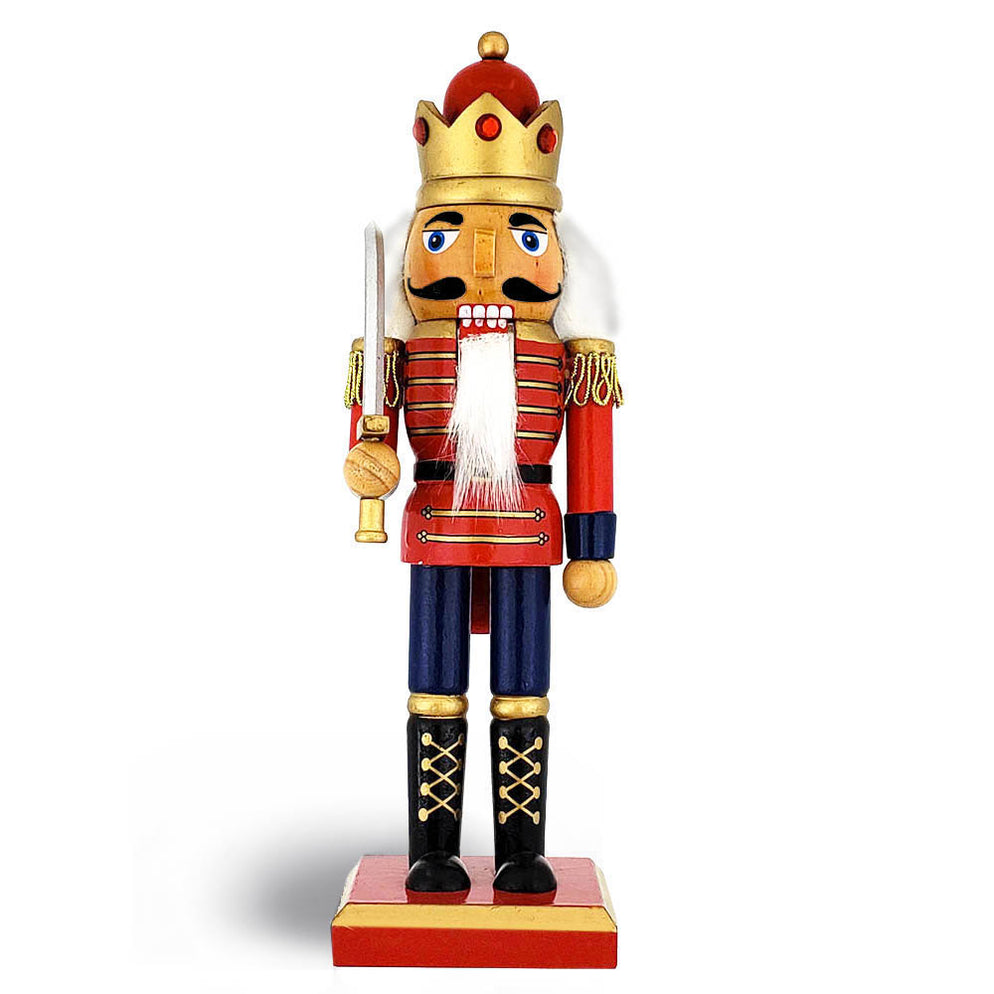 Traditional King Nutcracker Red and Bejeweled Crown 10 inch ...