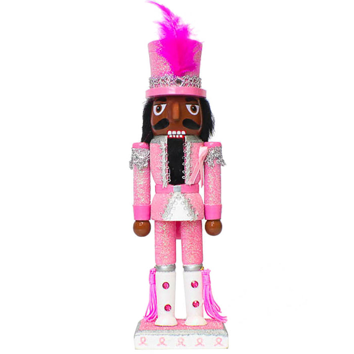 African American Breast Cancer Support Soldier Nutcracker Pink 10 inch-Nutcracker Ballet Gifts