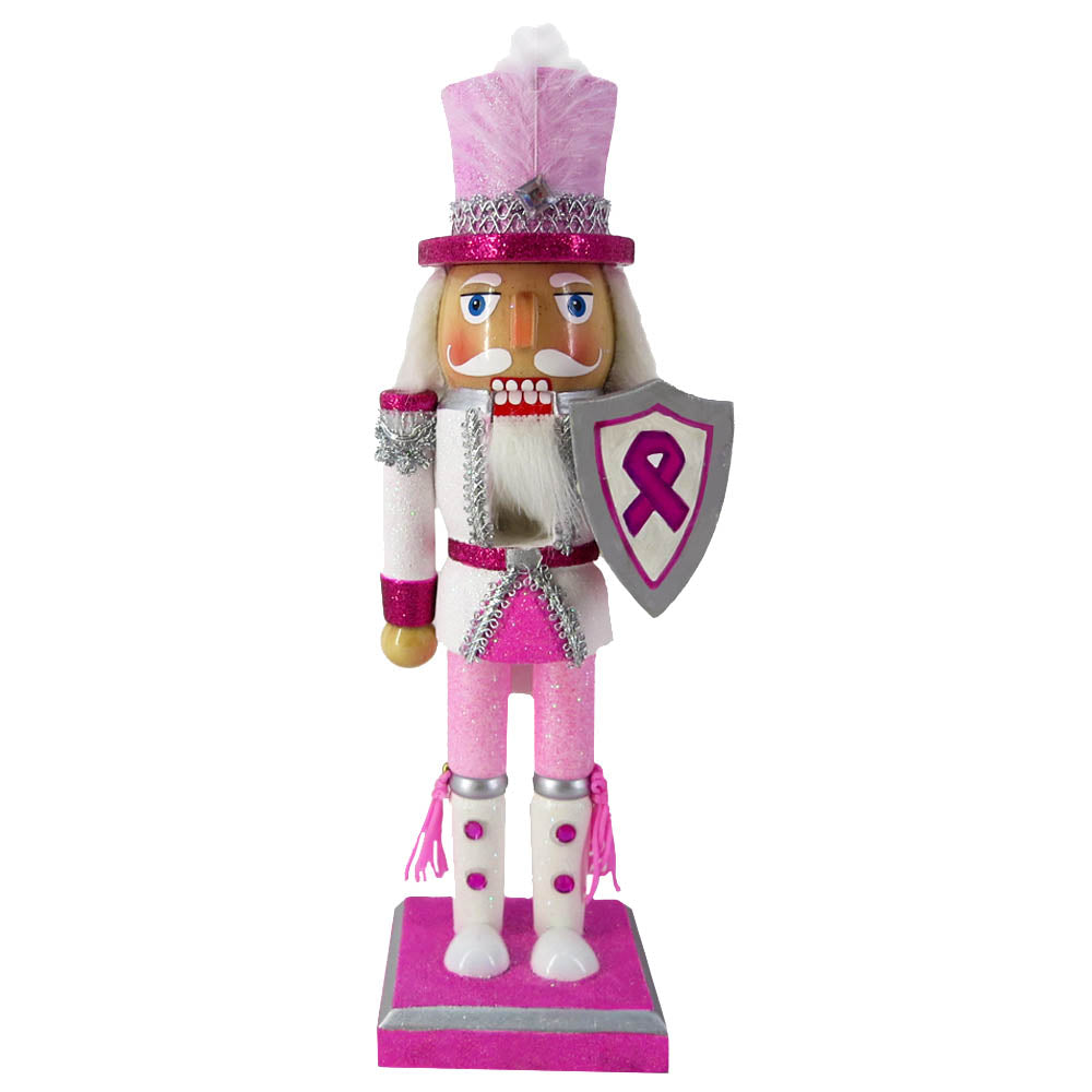 Breast Cancer Support Soldier Nutcracker In Pink With Shield 10 Inch — Nutcracker Ballet Ts 
