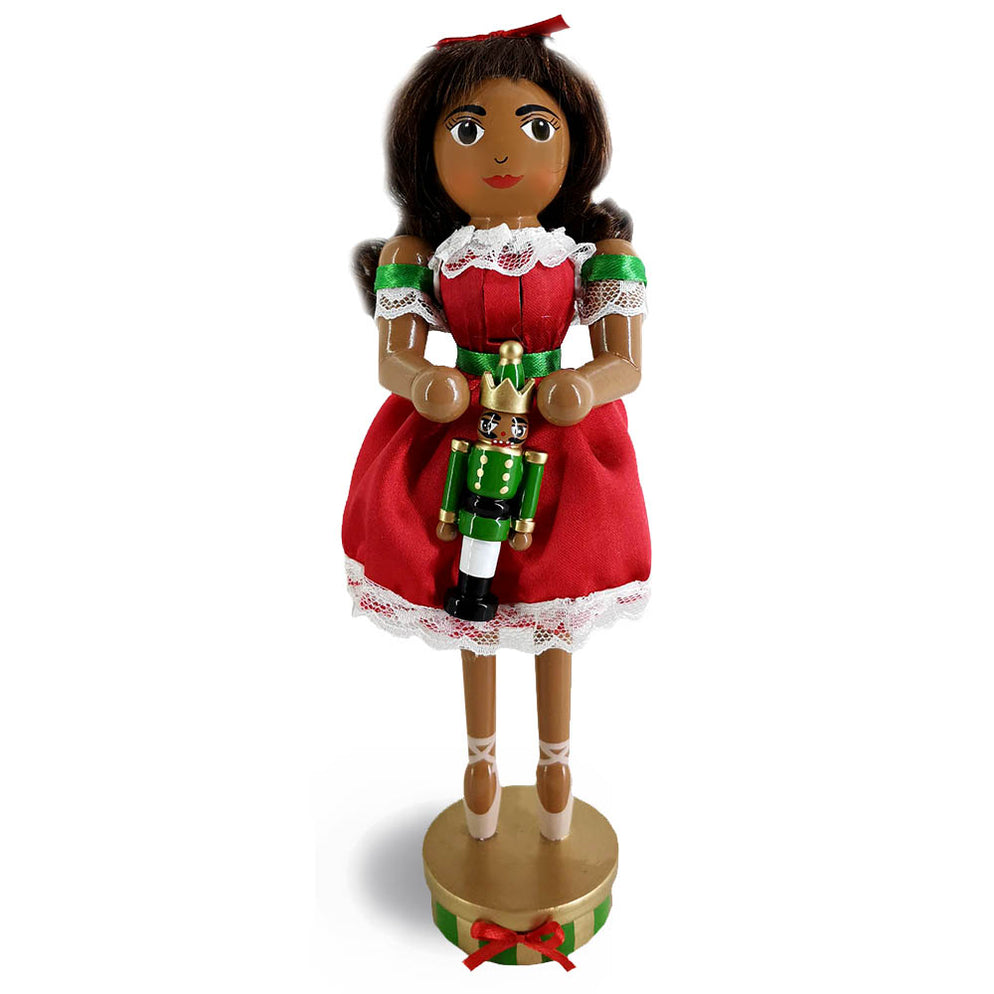 African American Clara Nutcracker in Red and Green 10 Inch — Nutcracker