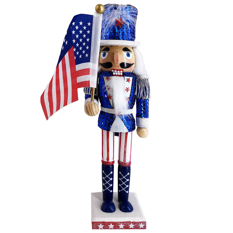 Patriotic American Nutcracker Sequin Jacket and Flag 12 inch-Nutcracker Ballet Gifts