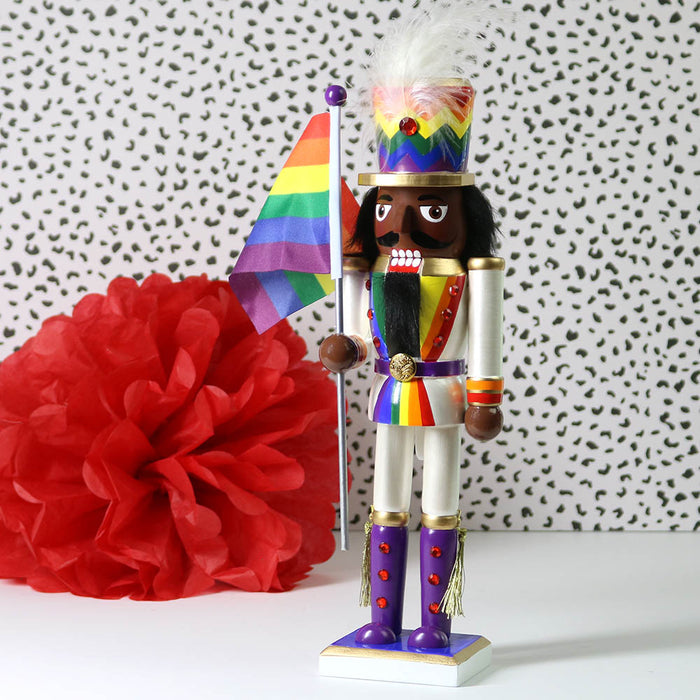 Soldier African American Pride Nutcracker with Rainbow Pride Flag 12 inch-Nutcracker Ballet Gifts