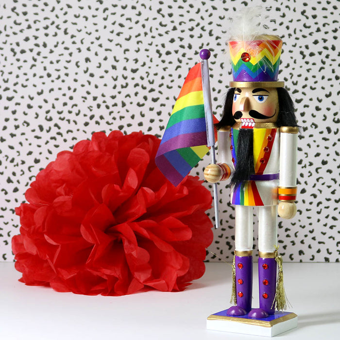 Soldier Pride Nutcracker with Rainbow Pride Flag 12 inch-Nutcracker Ballet Gifts
