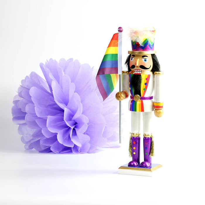 Soldier Pride Nutcracker with Rainbow Pride Flag 12 inch - Nutcracker Ballet Gifts