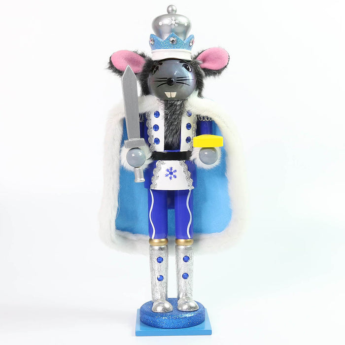 Rat King Snow Scene Nutcracker in Blue and White with Cape and Cheese-Nutcracker Ballet Gifts
