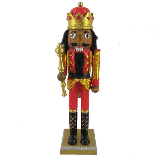 African American King Nutcracker in Red Gold Hologram 14 Inch - Nutcracker Ballet Gifts