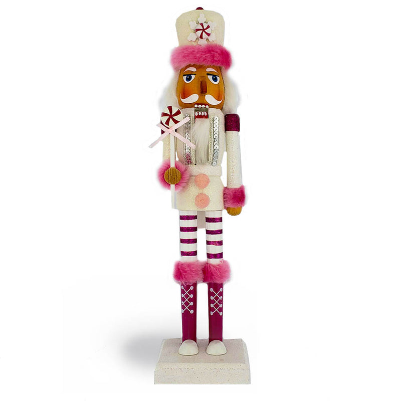 Candy Cane Nutcracker Slim Pink Red Jacket Fur Hat 14 inch-Nutcracker Ballet Gifts