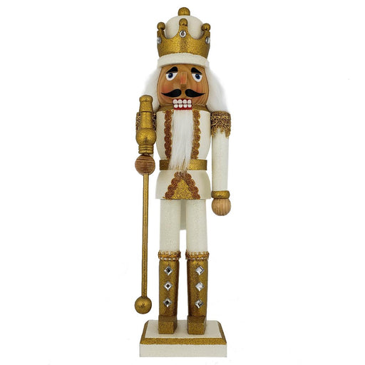 King Nutcracker Gold and White Glitter and Crown 15 inch - Nutcracker Ballet Gifts