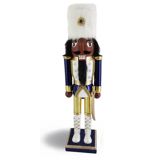 African American Soldier Nutcracker with Navy Jacket and Fur Hat 15 inch-Nutcracker Ballet Gifts