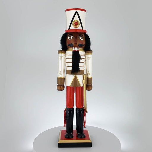 African American Soldier Nutcracker Red White Gold Tall Hat 15 inch - Nutcracker Ballet Gifts