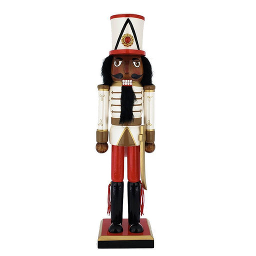 African American Soldier Nutcracker Red White Gold Tall Hat 15 inch - Nutcracker Ballet Gifts