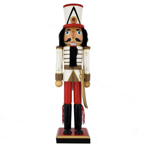 Soldier Nutcracker Pearly White Red Gold Sword and Tall Hat 15 inch - Nutcracker Ballet Gifts