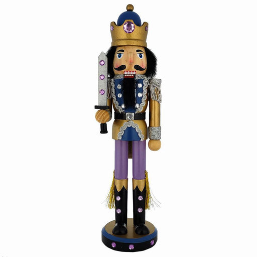 King Nutcracker with Gold Purples Metallic Jacket and Crown 15 inch - Nutcracker Ballet Gifts