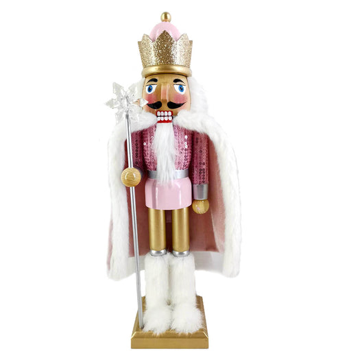 Luxury Nutcracker King with Pink Sequins, Cape and Fur Boots 15 inch-Nutcracker Ballet Gifts