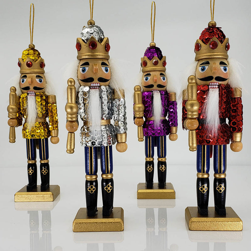 Sequin Nutcracker Ornament Set of 4 Multicolor 8 inch - Nutcracker Ballet Gifts