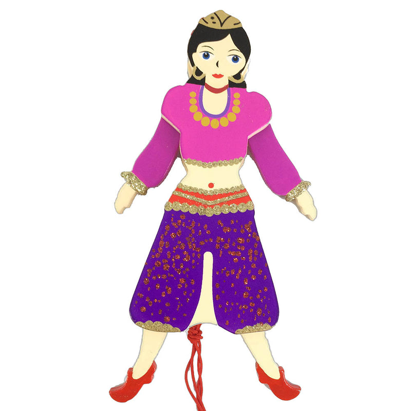 Arabian Dancer Land of Sweets Pull Puppet Onament 6 inch - Nutcracker Ballet Gifts