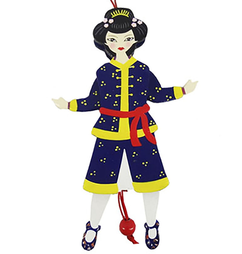 Chinese Land of Sweets Pull Puppet Ornament 6 inch - Nutcracker Ballet Gifts